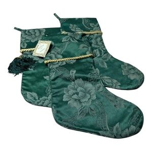 Green / gold brocade holiday stockings q.3